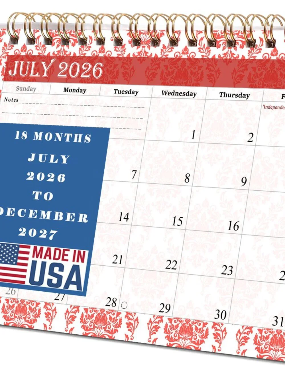2026-2027 18 Months Standing Flip Desk Calendar Desktop Planner 018